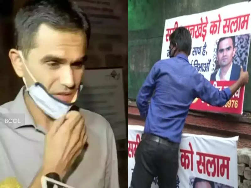 Photo of दिल्ली में एनसीबी हेडक्वार्टर के बाहर समीर वानखेड़े के समर्थन में पोस्टर लगे | Latest News Update