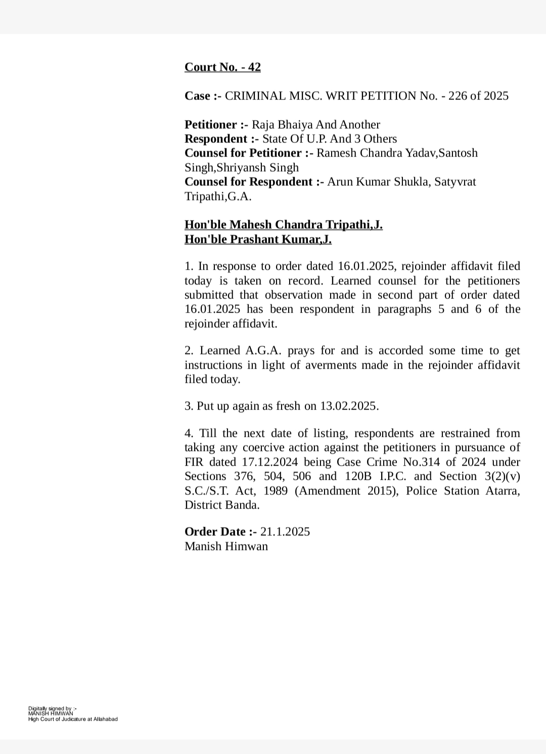 Photo of हाईकोर्ट के नो कोर्सिव एक्शन शब्द को नही समझता लोकल मीडिया और जांचकर्ता….